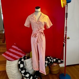 Skies Are Blue Light Pink Belted Jumpsuit